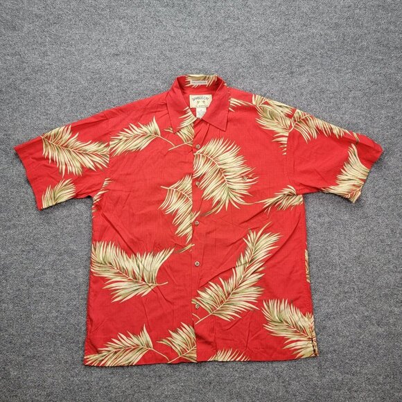 Bamboo Cay Hawaiian Shirt Mens Large Red Button Up Short‎ Sleeve Beach Tropical - Picture 1 of 8
